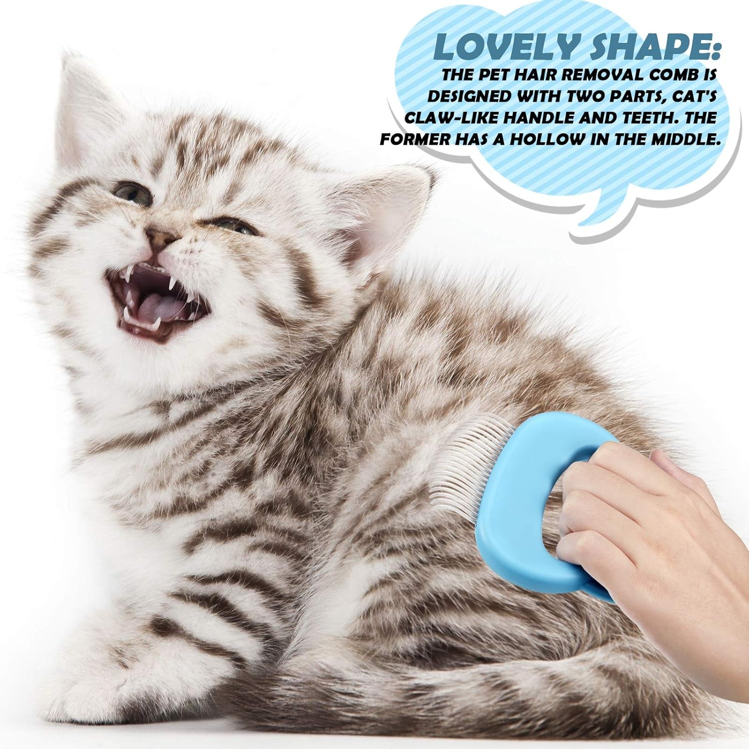 3 Pieces Cat Comb Pet Hair Removal Comb Cat Massage Comb Pet Hair Shedding Brush Pet Fur Grooming Brush for Cats and Dogs to Remove Matted Tangled Fur, Loose Hair (Blue)