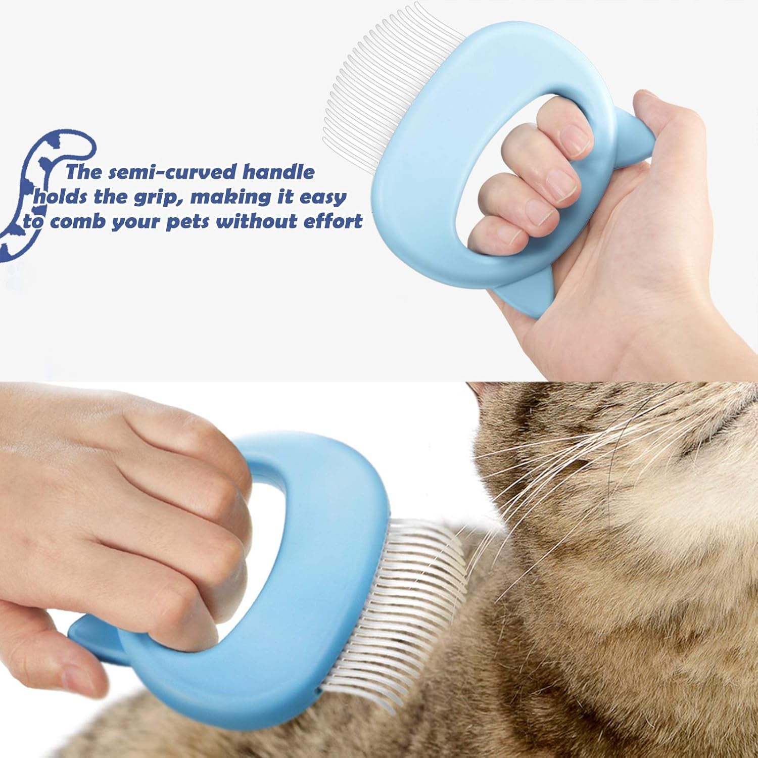 3 Pieces Cat Comb Pet Hair Removal Comb Cat Massage Comb Pet Hair Shedding Brush Pet Fur Grooming Brush for Cats and Dogs to Remove Matted Tangled Fur, Loose Hair (Blue)