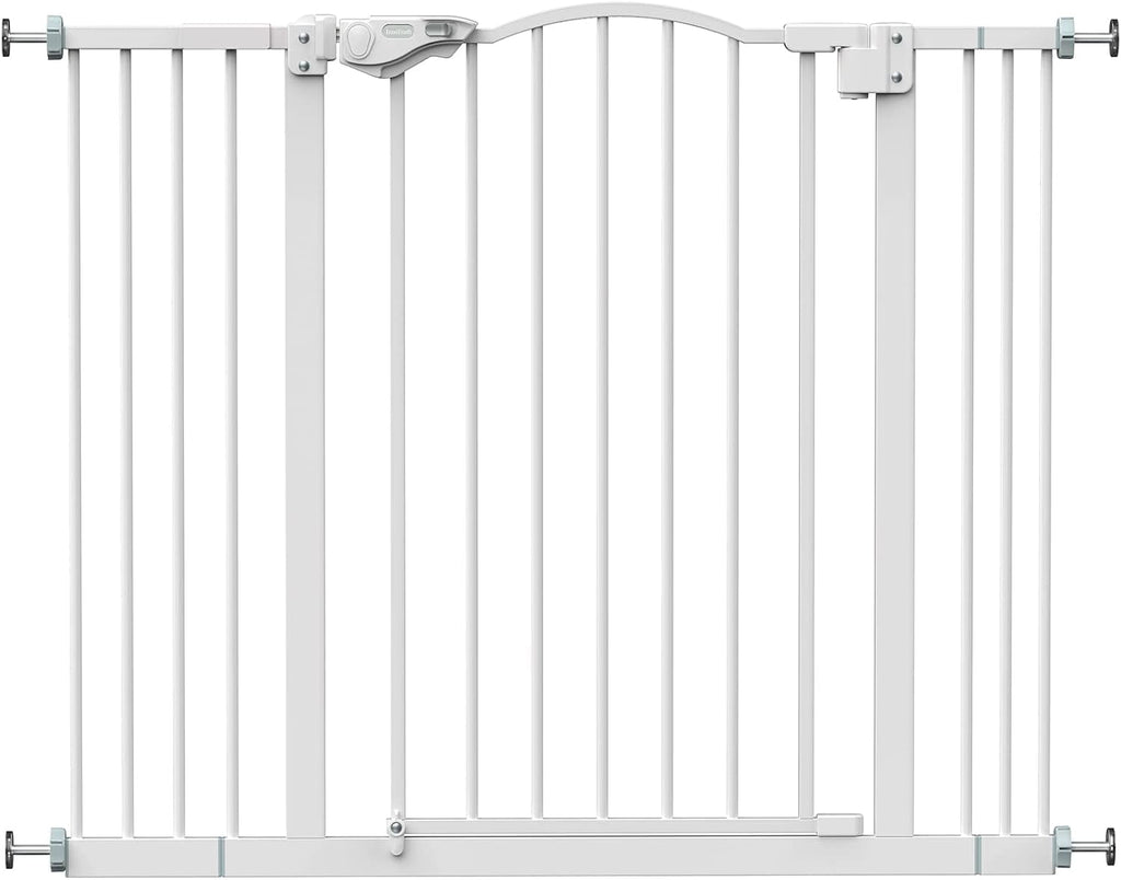 29-39.6" Baby Gate for Stairs, Auto Close Both Sides Dog Gate with One-Hand Opening, 30" Tall Safety Gates for Pets, Hallways, Bedrooms, Wall Pressure Mount No Drill, White